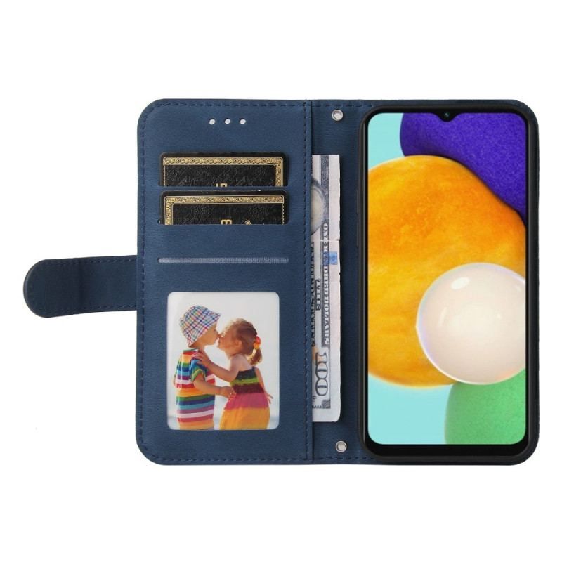 Flip Cover Samsung Galaxy A13 5G / A04s Imiteret Læder Nitte Og Rem