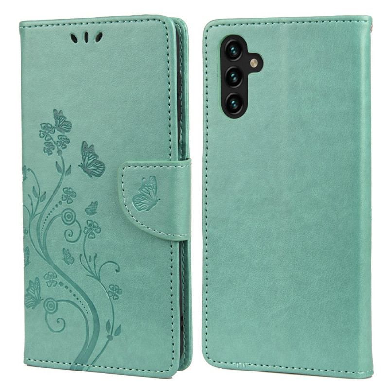 Flip Cover Samsung Galaxy A13 5G / A04s Sommerfugle Og Blomster