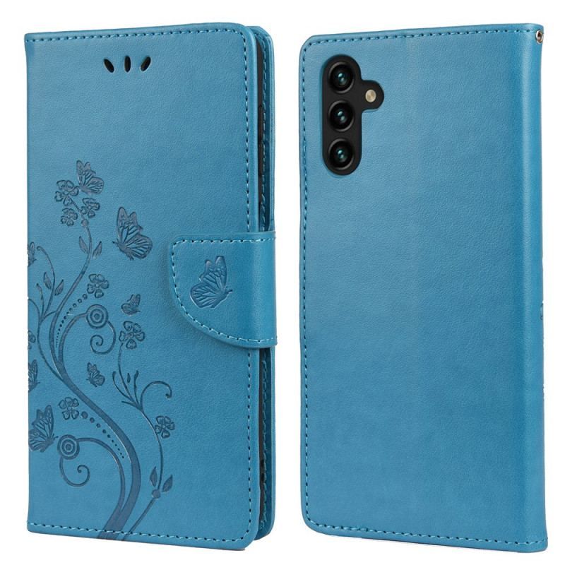 Flip Cover Samsung Galaxy A13 5G / A04s Sommerfugle Og Blomster