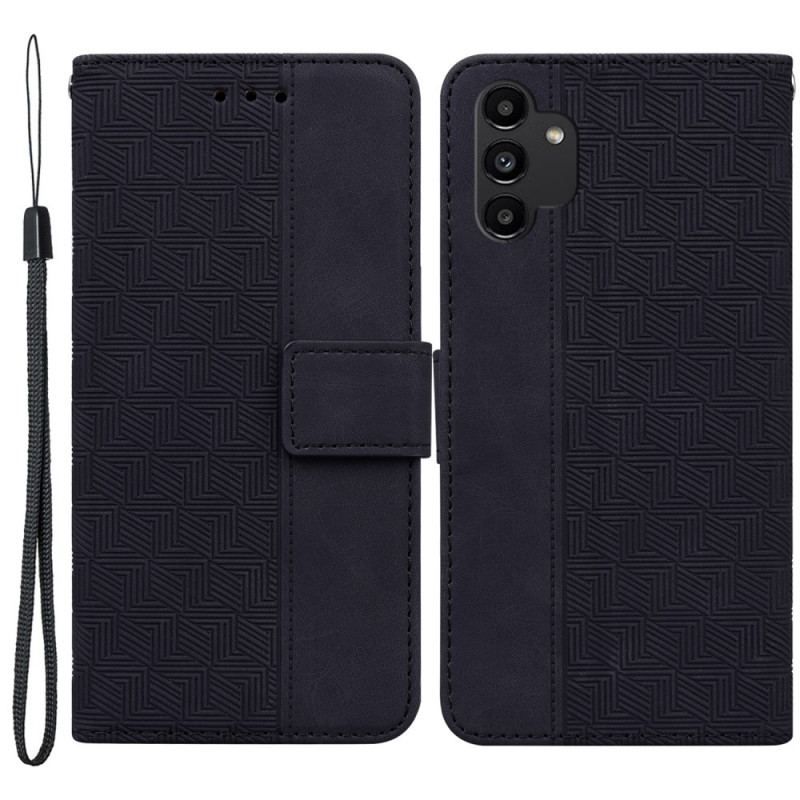 Flip Cover Samsung Galaxy A13 Med Snor Strappy Mønster