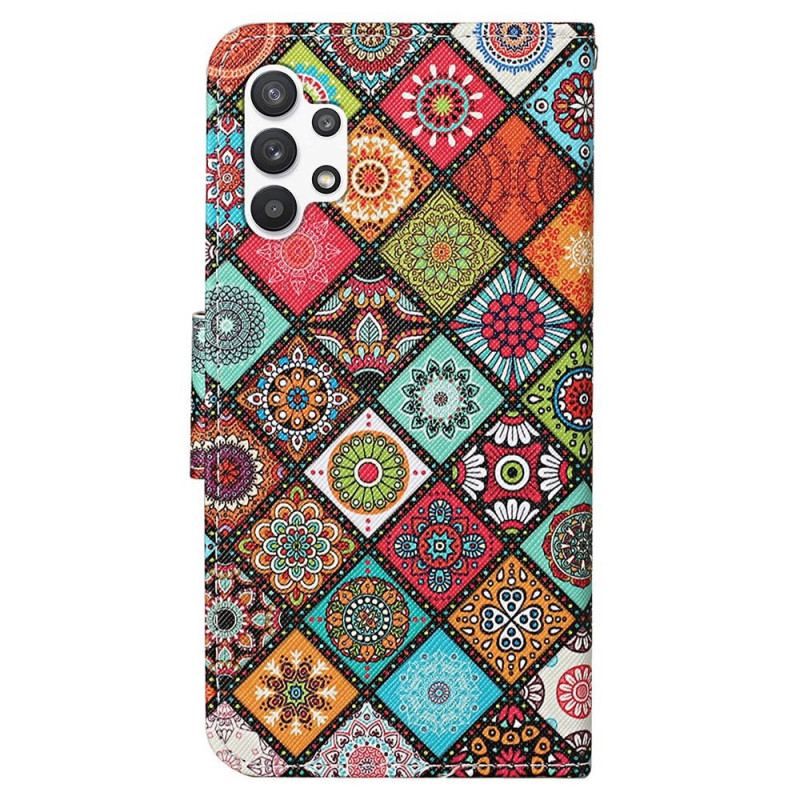 Flip Cover Samsung Galaxy A13 Patchwork Med Lanyard