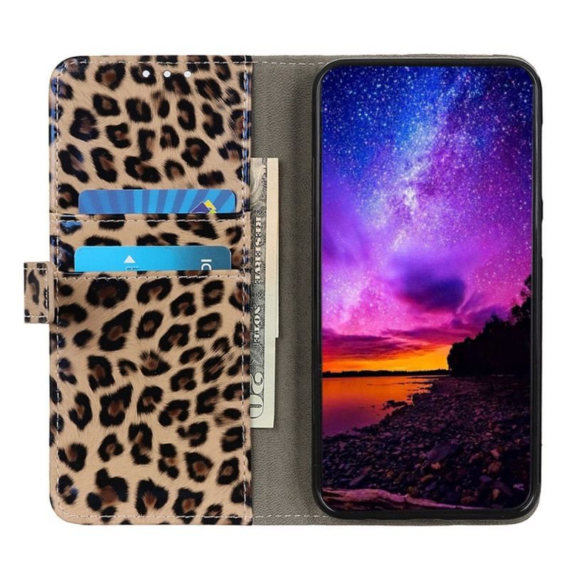 Flip Cover Samsung Galaxy A14 / A14 5G Leopard Hud Effekt