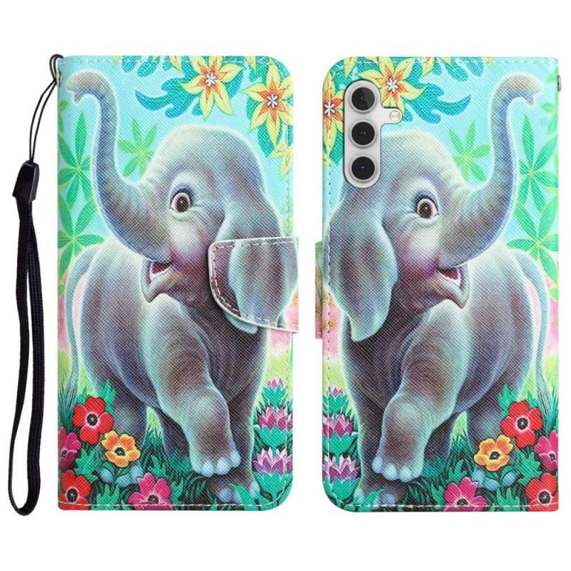 Flip Cover Samsung Galaxy A14 / A14 5G Med Snor Munter Elefant Med Snor