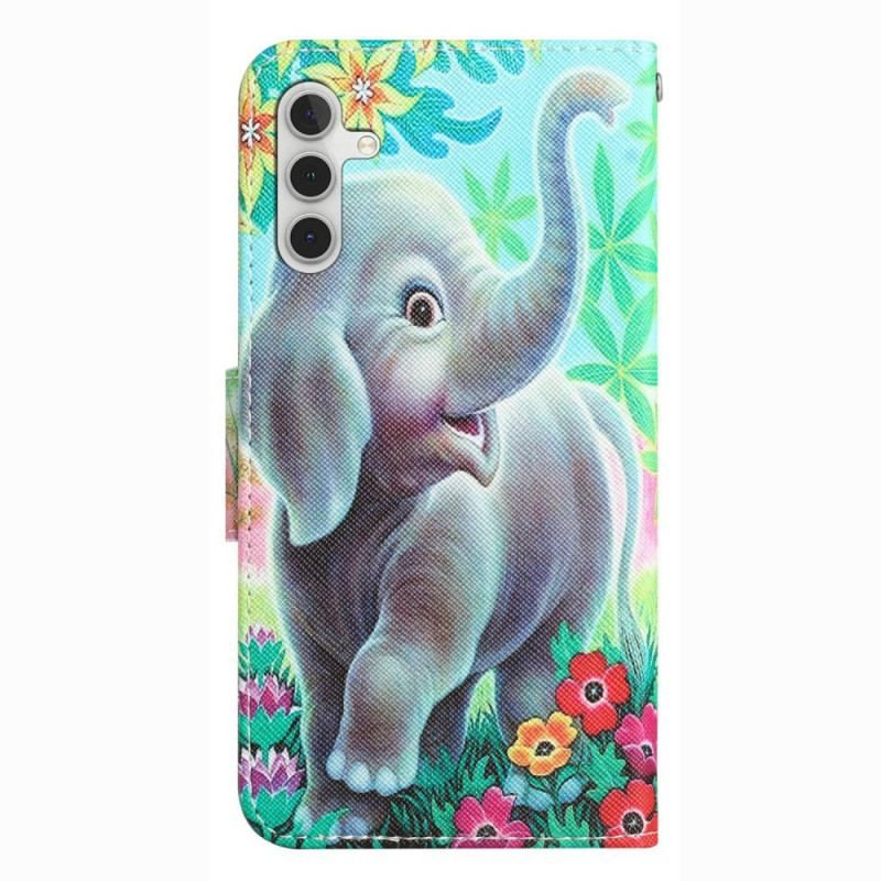 Flip Cover Samsung Galaxy A14 / A14 5G Med Snor Munter Elefant Med Snor