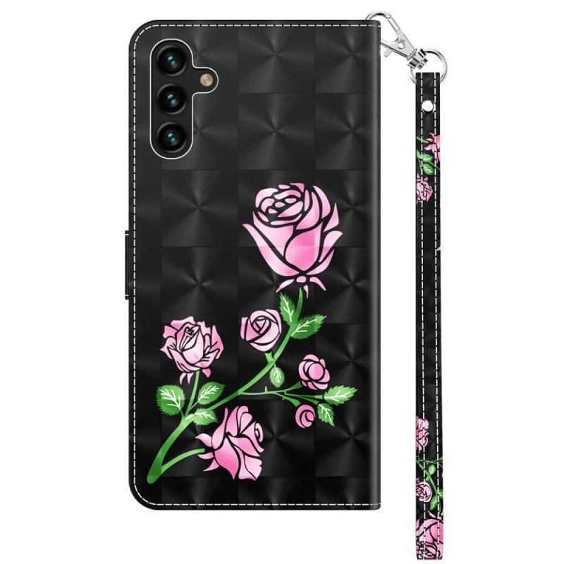 Flip Cover Samsung Galaxy A14 / A14 5G Med Snor Rem Roses