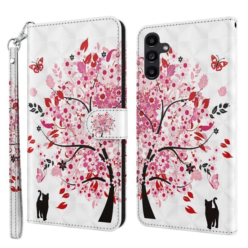 Flip Cover Samsung Galaxy A14 / A14 5G Rødt Træ