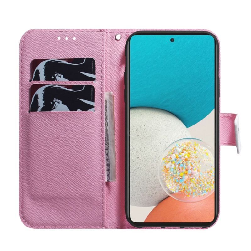 Flip Cover Samsung Galaxy A53 5G Blomst Støvet Pink