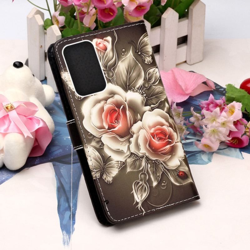 Flip Cover Samsung Galaxy A53 5G Gyldne Roser