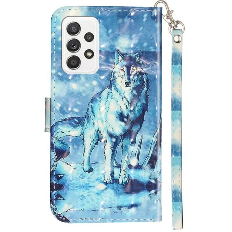 Flip Cover Samsung Galaxy A53 5G Med Snor Lanyard Wolf