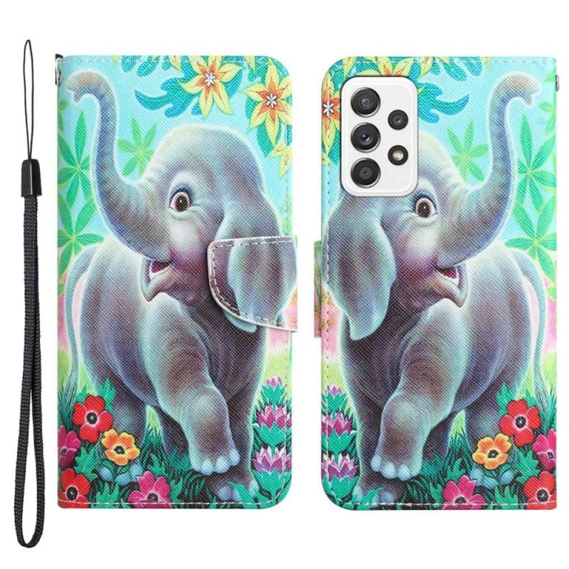 Flip Cover Samsung Galaxy A53 5G Med Snor Munter Elefant Med Snor