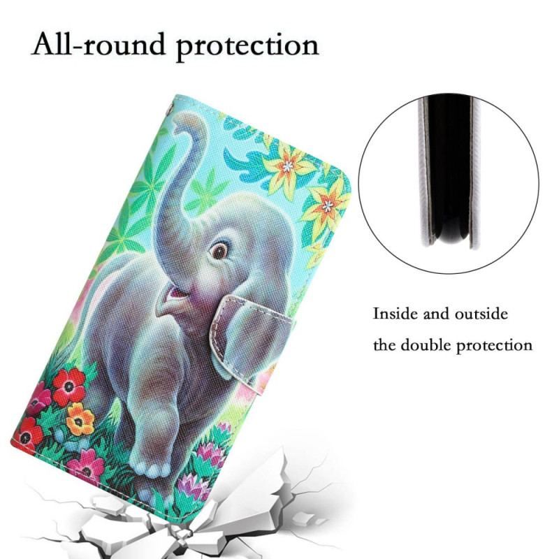 Flip Cover Samsung Galaxy A53 5G Med Snor Munter Elefant Med Snor