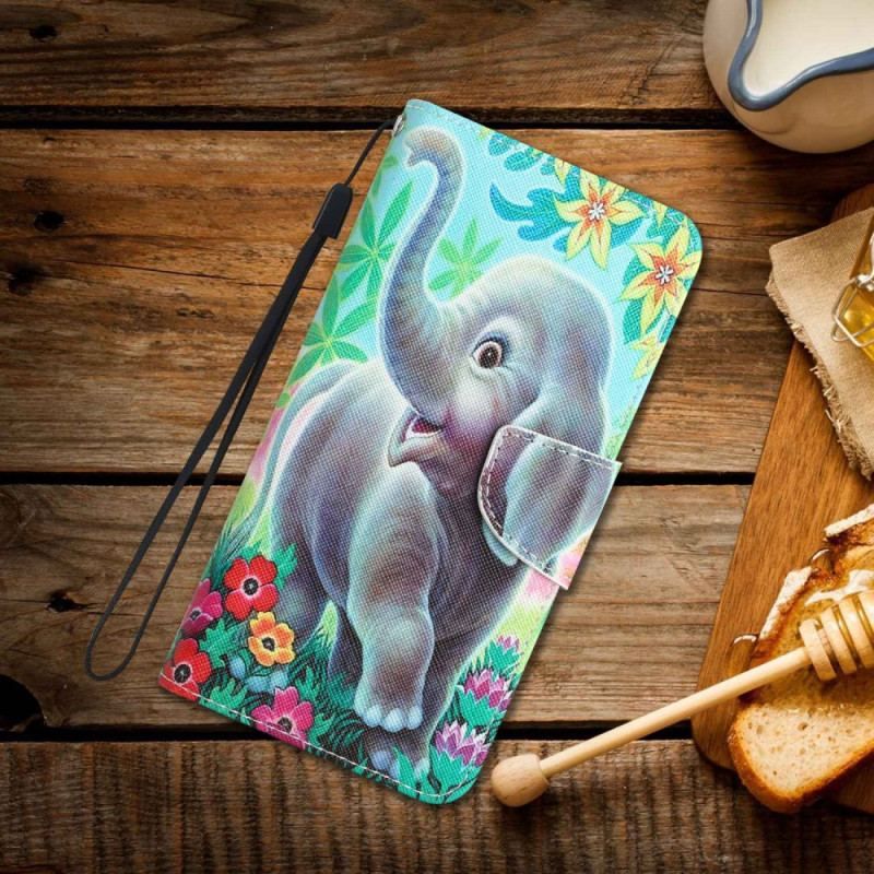 Flip Cover Samsung Galaxy A53 5G Med Snor Munter Elefant Med Snor