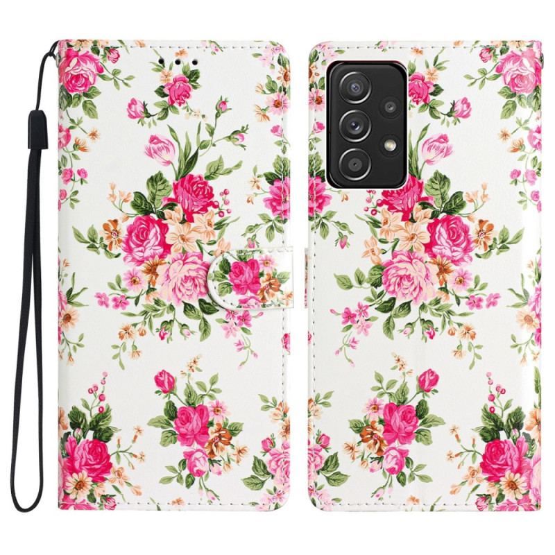 Flip Cover Samsung Galaxy A53 5G Med Snor Rem Liberty Flowers