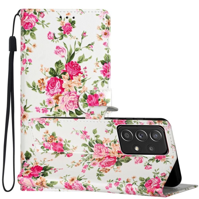 Flip Cover Samsung Galaxy A53 5G Med Snor Rem Liberty Flowers