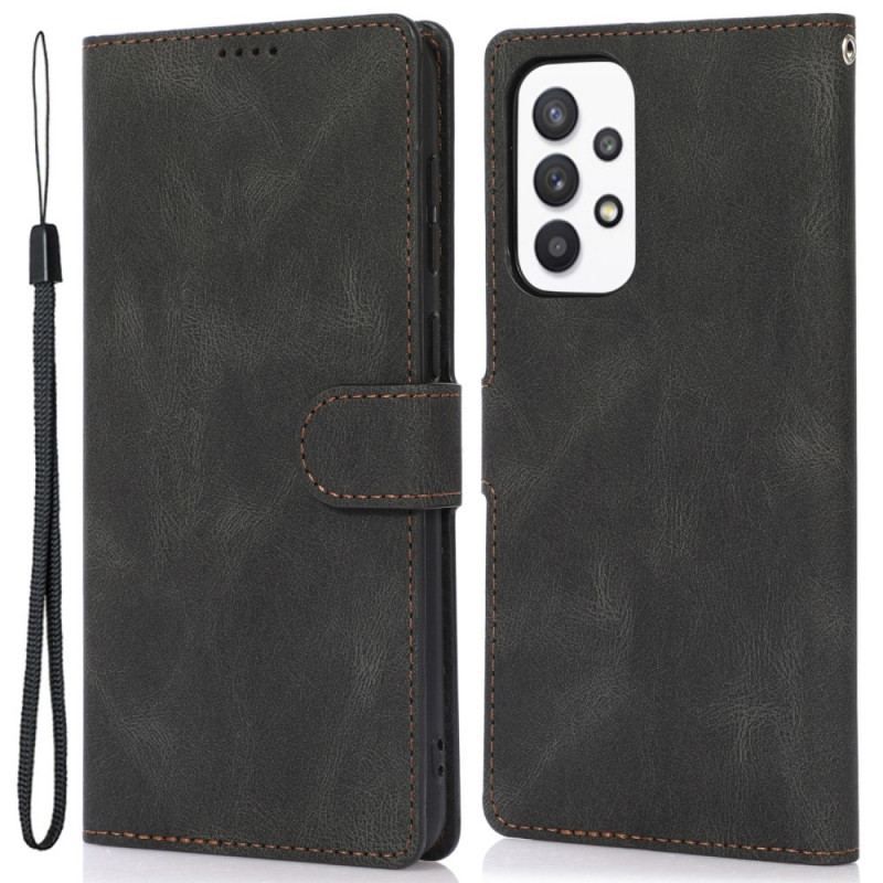 Flip Cover Samsung Galaxy A53 5G Med Snor Strappy Vintage Læderstil