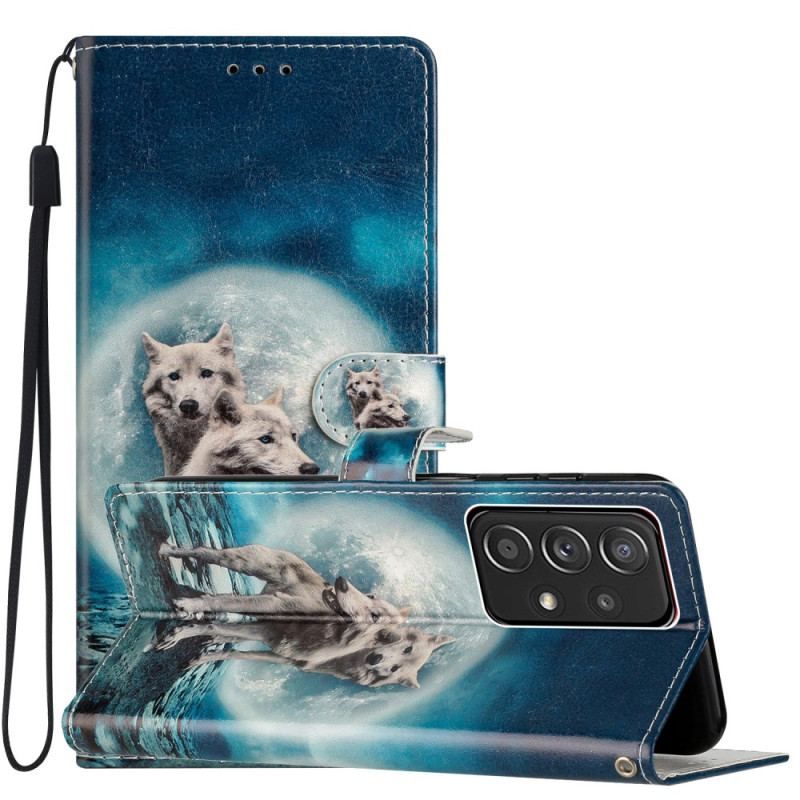 Flip Cover Samsung Galaxy A53 5G Moonlight Wolves Med Snor