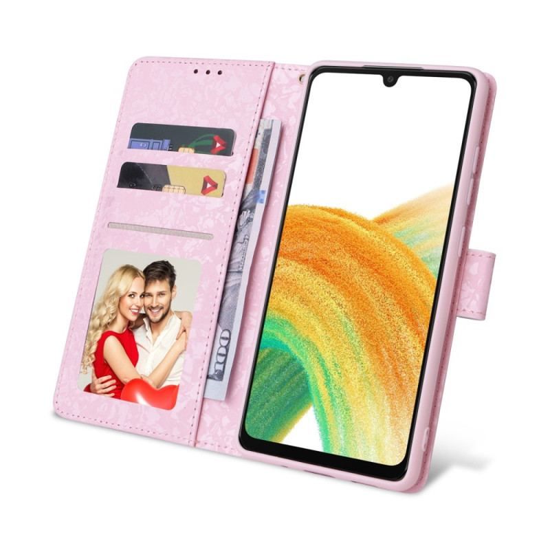 Flip Cover Samsung Galaxy A53 5G Rfid-blomster Med Snor