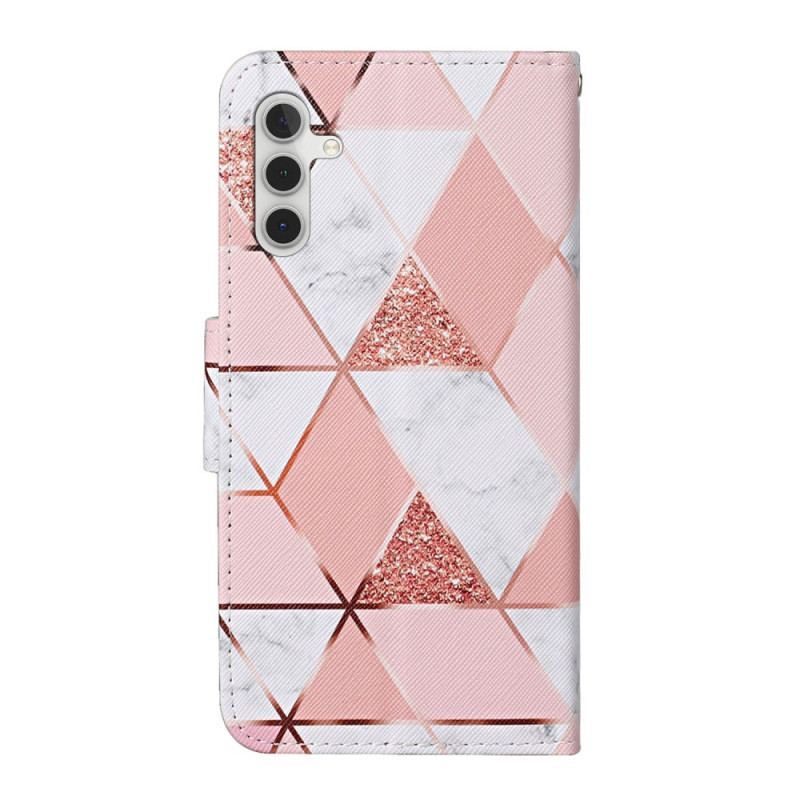 Flip Cover Samsung Galaxy A54 5G Med Snor Strappy I Marmor Og Glitter