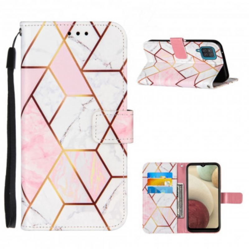 Flip Cover Samsung Galaxy M12 / A12 Geometrisk Marmor