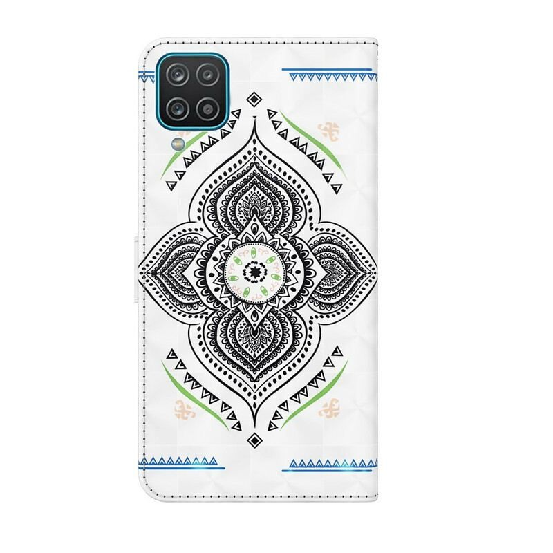 Flip Cover Samsung Galaxy M12 / A12 Lyspletter Mandala Med Snor