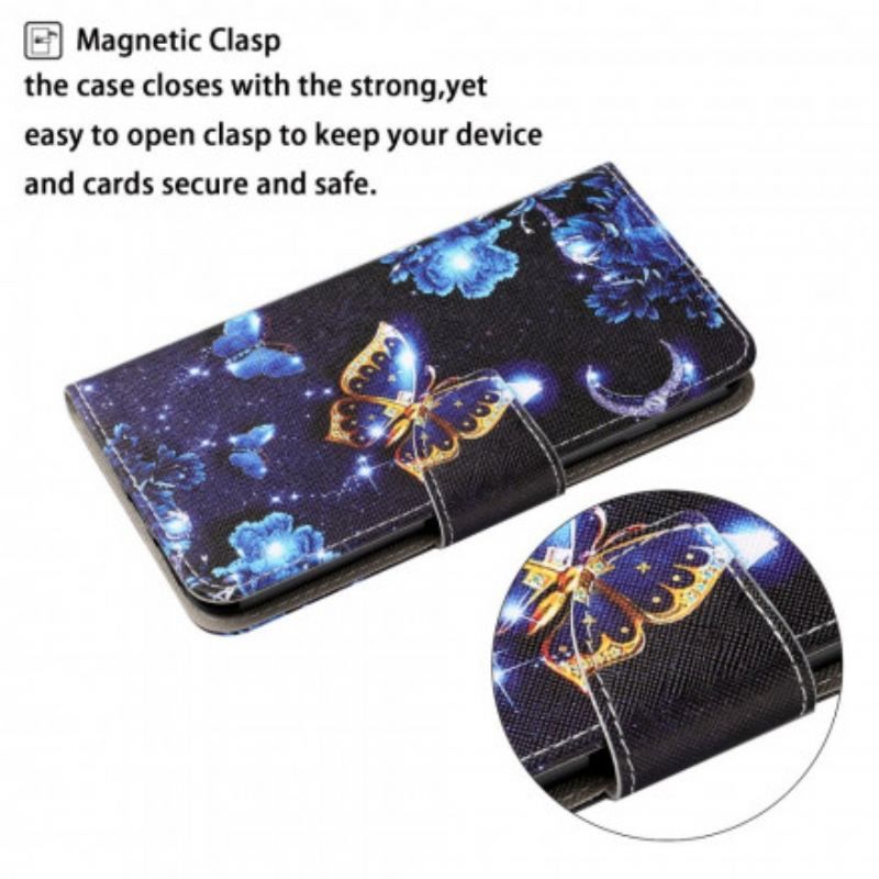 Flip Cover Samsung Galaxy M12 / A12 Med Snor Ædle Strammesommerfugle