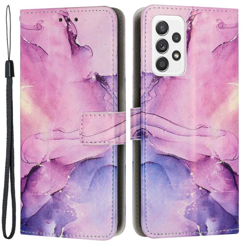 Flip Cover Samsung Galaxy M13 Marmor Med Snor