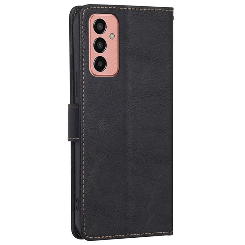 Flip Cover Samsung Galaxy M13 Vintage Imiteret Læder Og Syning