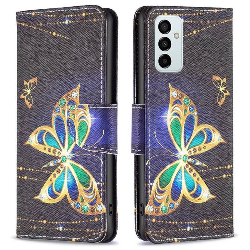 Flip Cover Samsung Galaxy M23 5G Gylden Sommerfugl