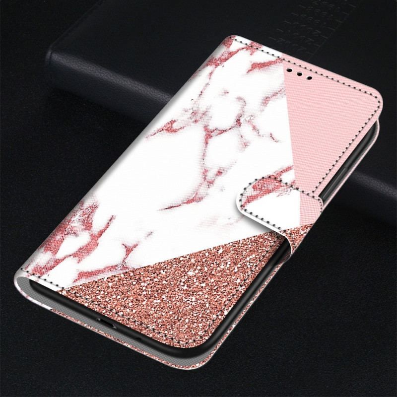 Flip Cover Samsung Galaxy M23 5G Marmor Og Glitter Trekant