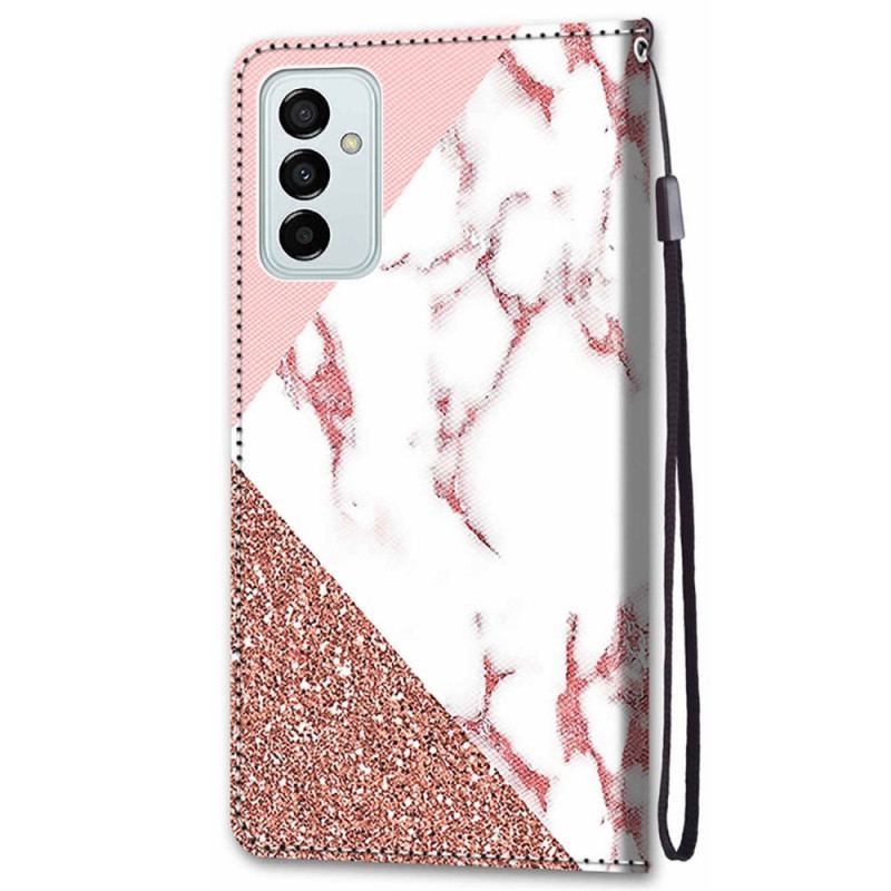 Flip Cover Samsung Galaxy M23 5G Marmor Og Glitter Trekant