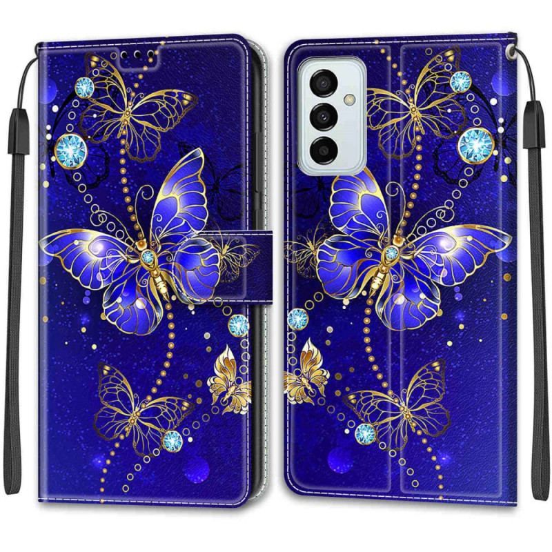 Flip Cover Samsung Galaxy M23 5G Med Snor Strap Butterflies Fan