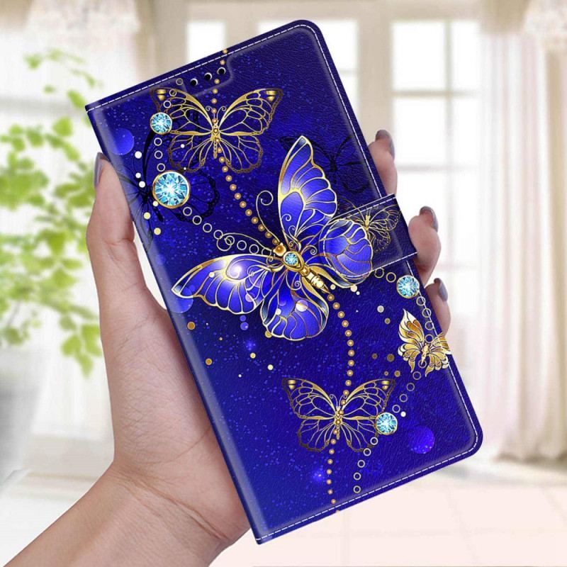 Flip Cover Samsung Galaxy M23 5G Med Snor Strap Butterflies Fan