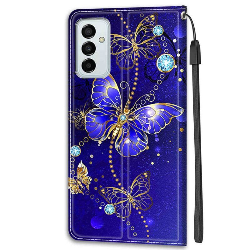 Flip Cover Samsung Galaxy M23 5G Med Snor Strap Butterflies Fan