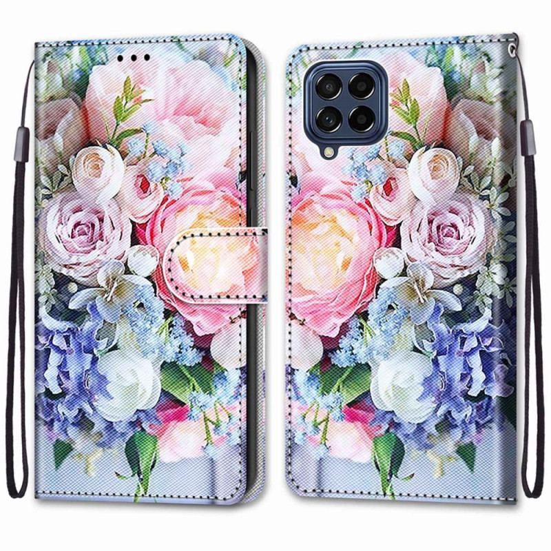 Flip Cover Samsung Galaxy M53 5G Blomster Med Snor