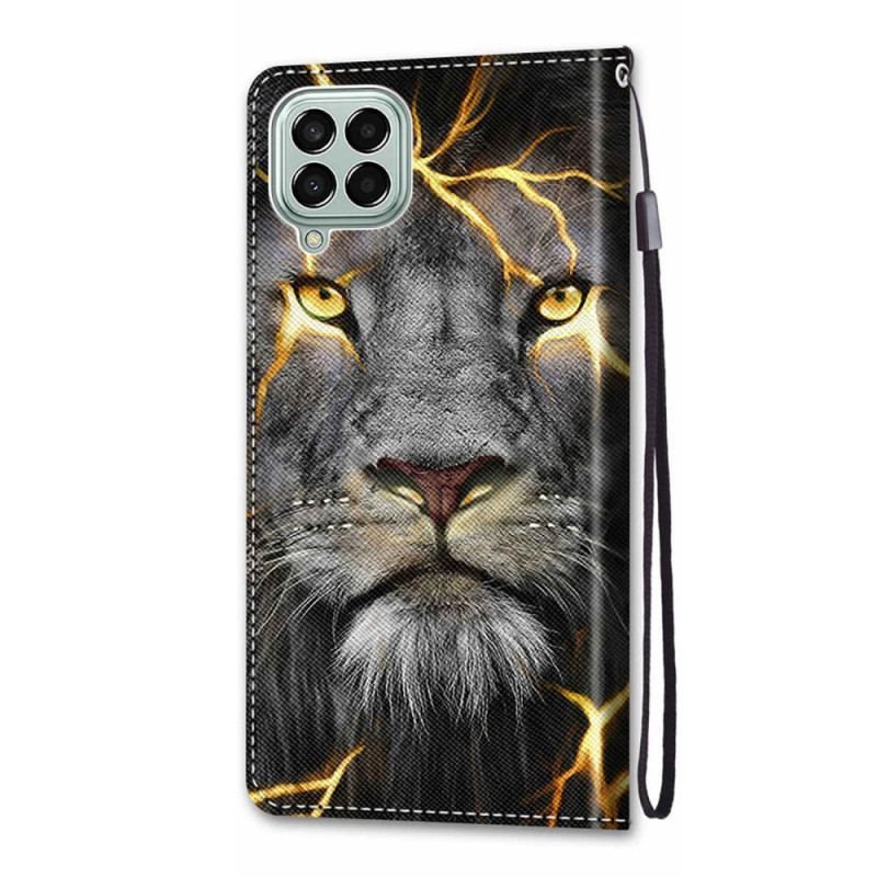 Flip Cover Samsung Galaxy M53 5G Med Snor Feline On Fire Med Strop