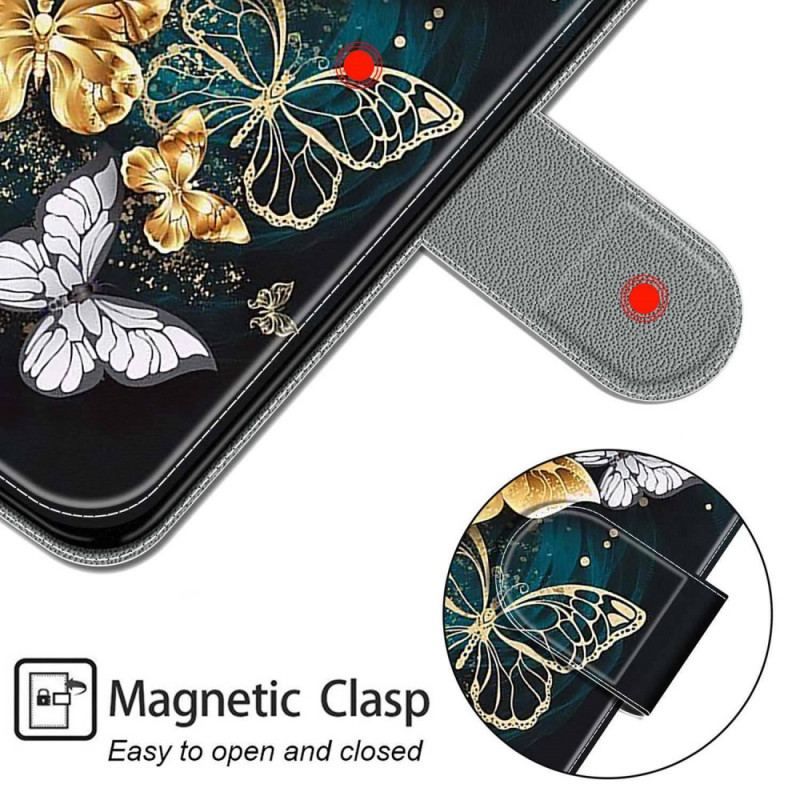 Flip Cover Samsung Galaxy M53 5G Med Snor Strap Butterflies Fan