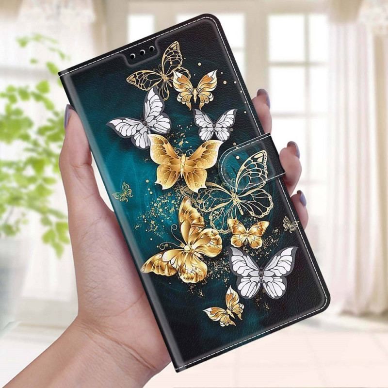 Flip Cover Samsung Galaxy M53 5G Med Snor Strap Butterflies Fan