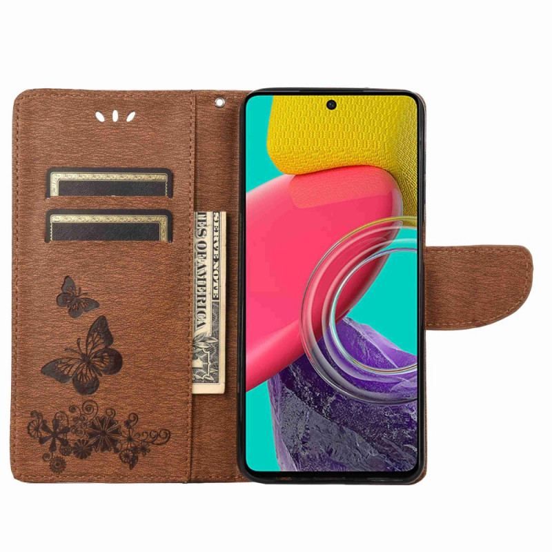 Flip Cover Samsung Galaxy M53 5G Med Snor Strappy Butterflies Design