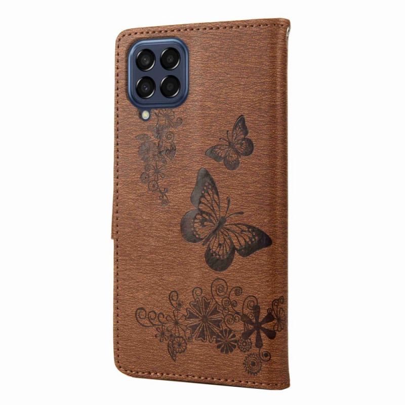 Flip Cover Samsung Galaxy M53 5G Med Snor Strappy Butterflies Design