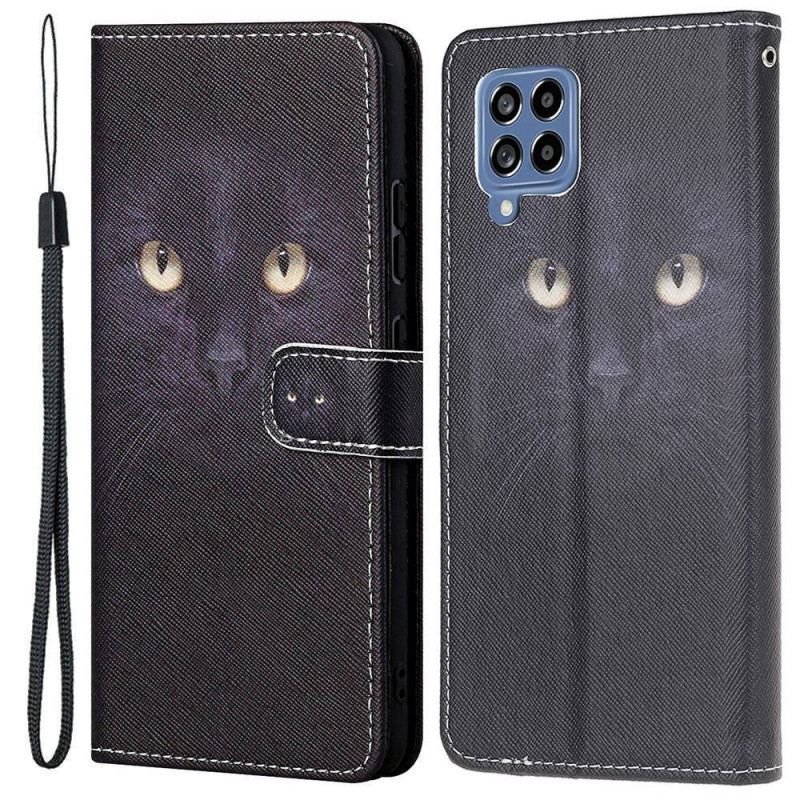 Flip Cover Samsung Galaxy M53 5G Med Snor Strappy Cat Eyes