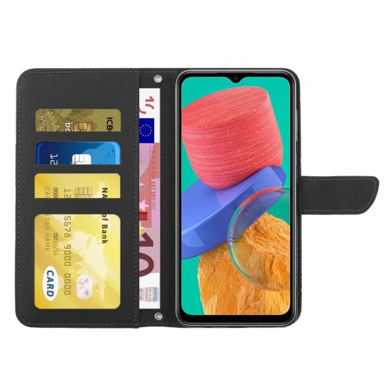 Flip Cover Samsung Galaxy M53 5G Sommerfugle Og Skulderrem