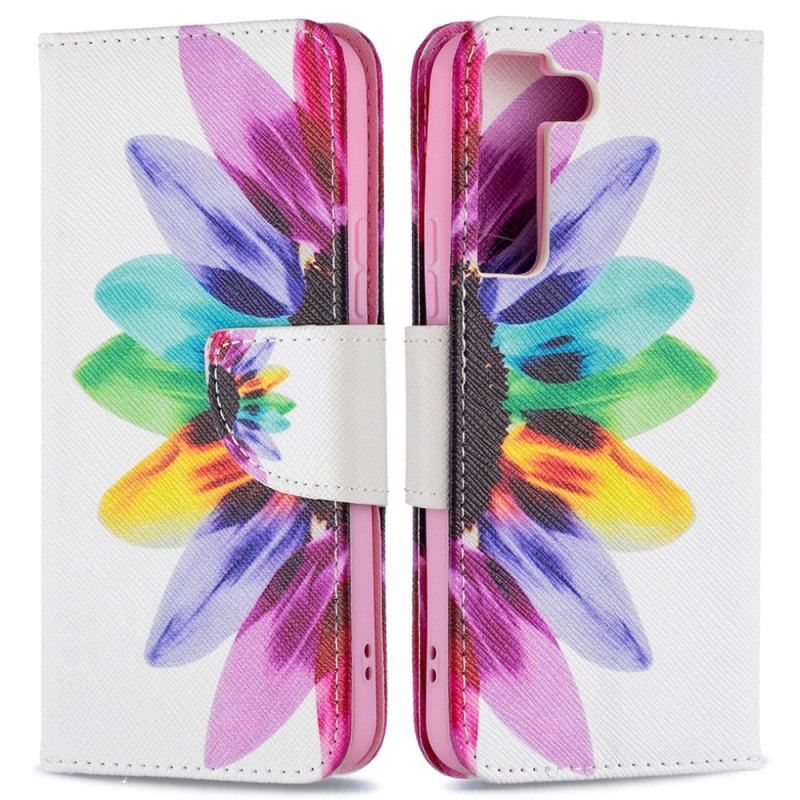 Flip Cover Samsung Galaxy S22 5G Akvarel Blomst