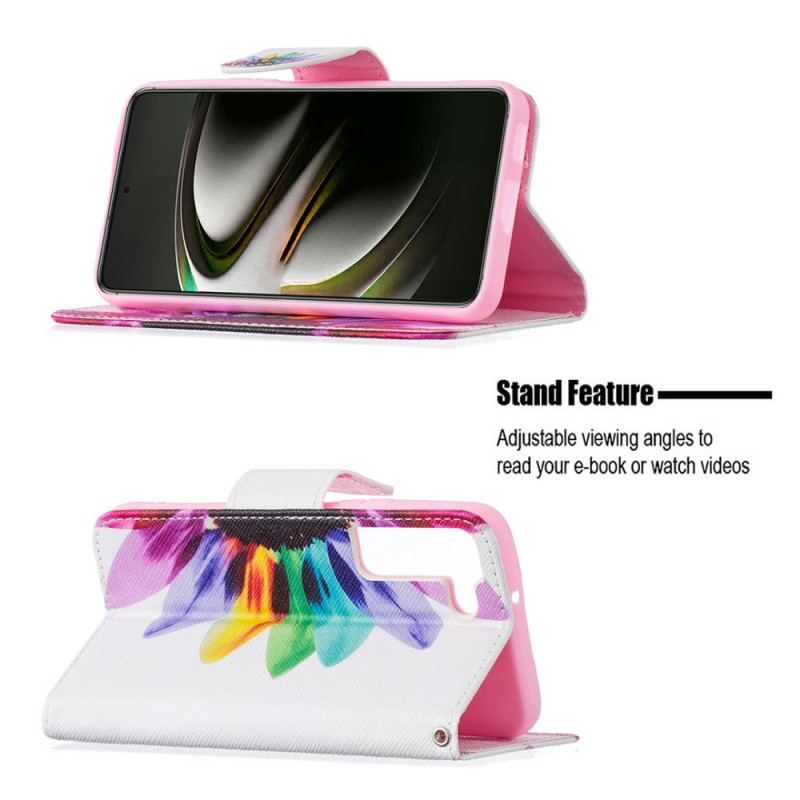 Flip Cover Samsung Galaxy S22 5G Akvarel Blomst