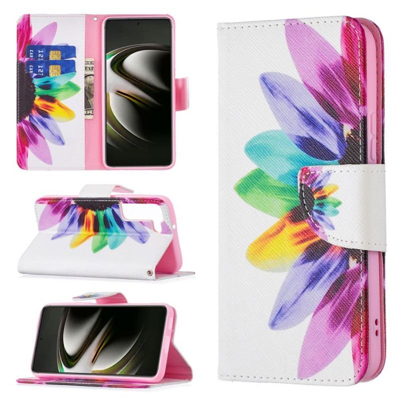 Flip Cover Samsung Galaxy S22 5G Akvarel Blomst