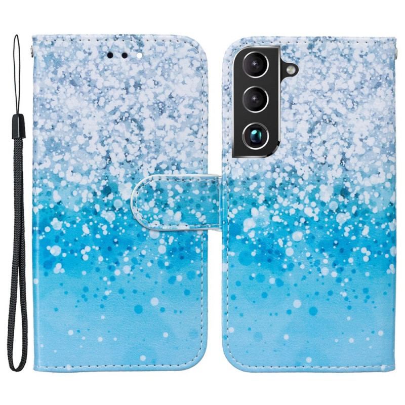 Flip Cover Samsung Galaxy S22 5G Blå Glitter Gradient