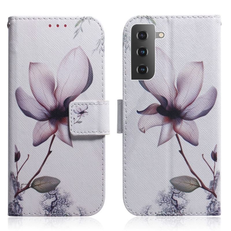 Flip Cover Samsung Galaxy S22 5G Blomst Støvet Pink