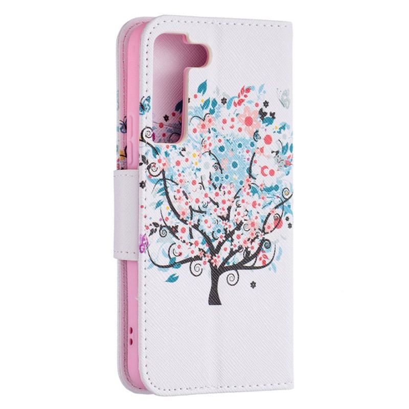 Flip Cover Samsung Galaxy S22 5G Blomstret Træ