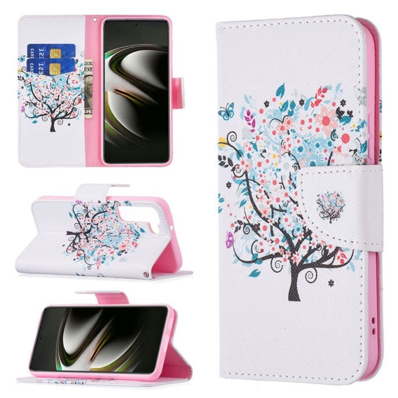 Flip Cover Samsung Galaxy S22 5G Blomstret Træ