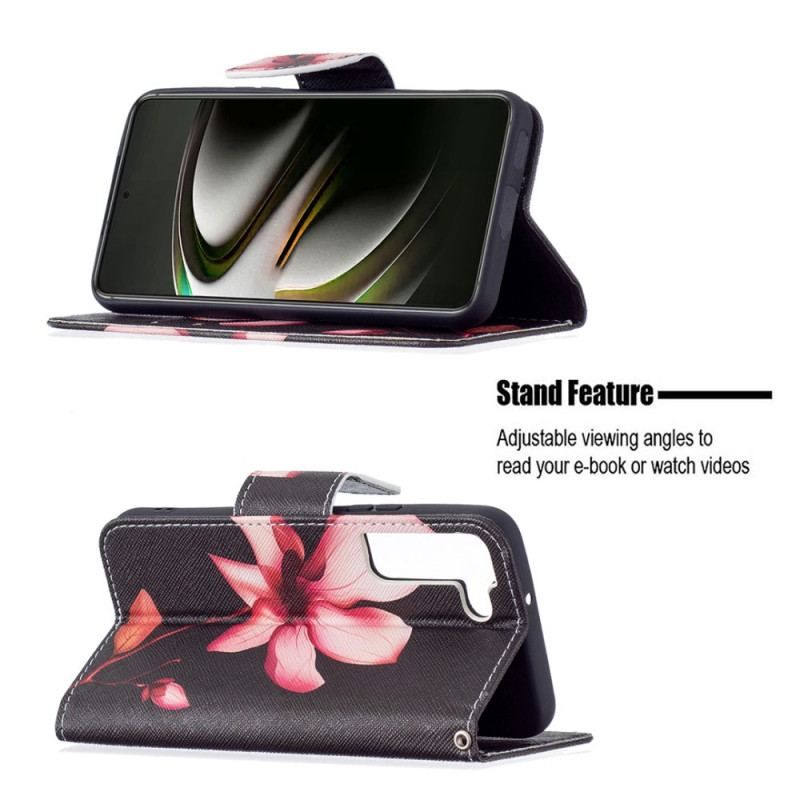 Flip Cover Samsung Galaxy S22 5G Lyserød Blomst