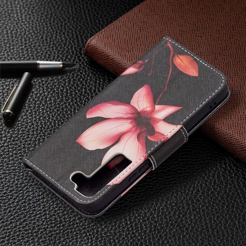 Flip Cover Samsung Galaxy S22 5G Lyserød Blomst